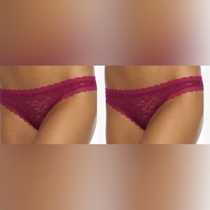 Free People Intimately Lot of 2 Panty Lace Tanga Dark Pink. Size XS. NWT